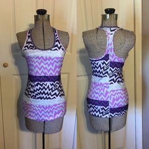 Nike Dri-Fit Slim Fit Purple and Grey Chevron Tank